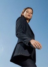 Twinset Milano Dark Blue Denim Blazer New With Tags - Size 14