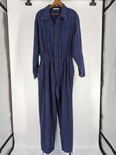 Vtg 1991 Germany Indigo Denim Herringbone Military Moto Mechanic Coveralls 42"