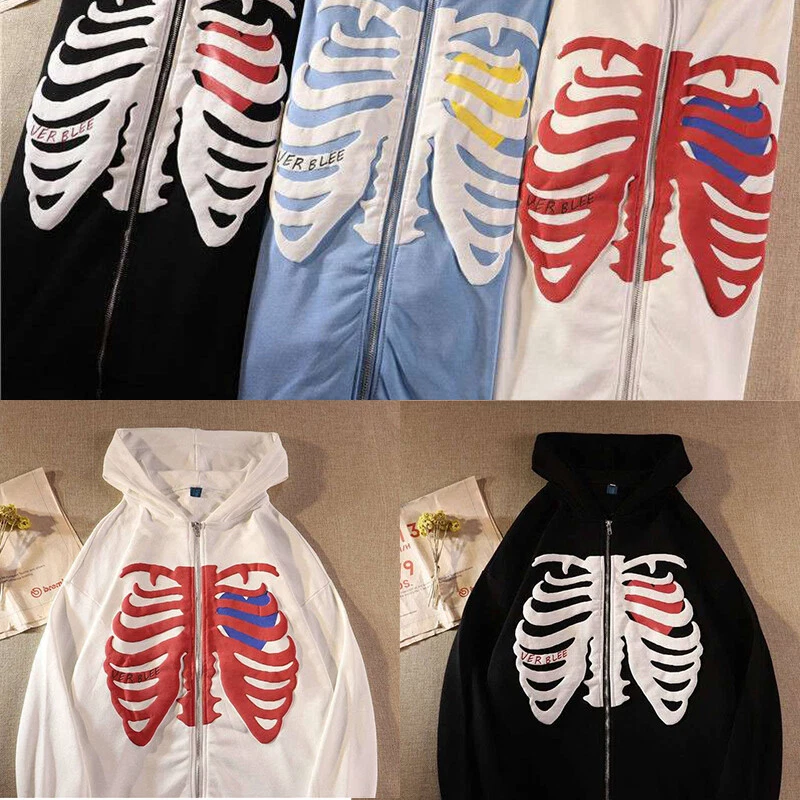 Fashion Hot-selling Skeleton Printing Anime Men Women Long-sleeved Zipper  Hoodie | eBay