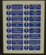 FOOD & HYGIENE  choice of signs or stickers 150mmx50mm sink wash untensils hand
