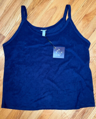 Ava & Viv Women's Plus Size Loop Terry Tank Navy Blue 2X ~ NWT
