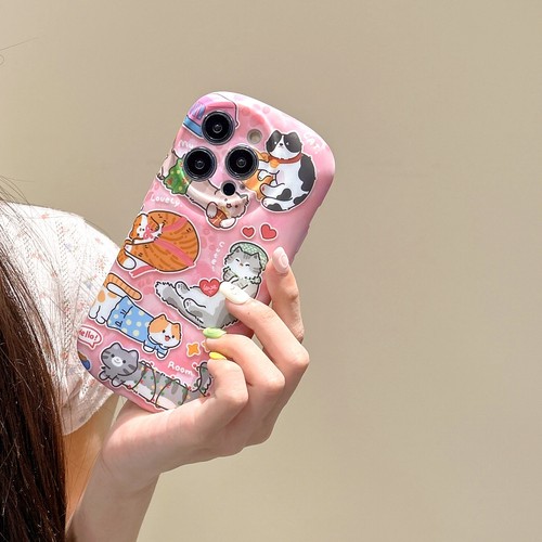 For iPhone 15 14 Pro Max 13 12 Cute Happy Cat Back Case Lovely Phone Cover Women - Photo 5 sur 12
