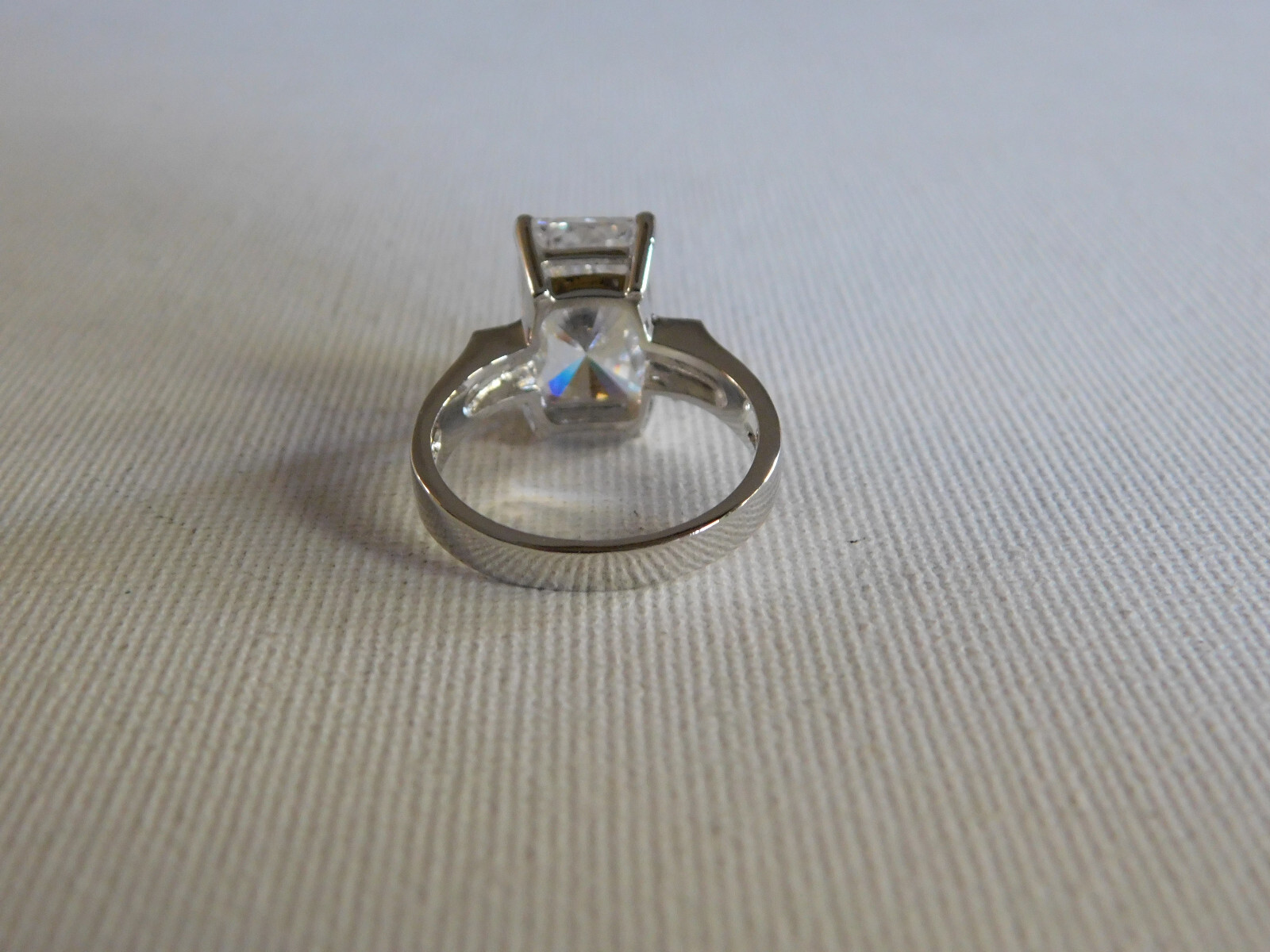 Sterling Silver Clear Stone Large Rectangle State… - image 4