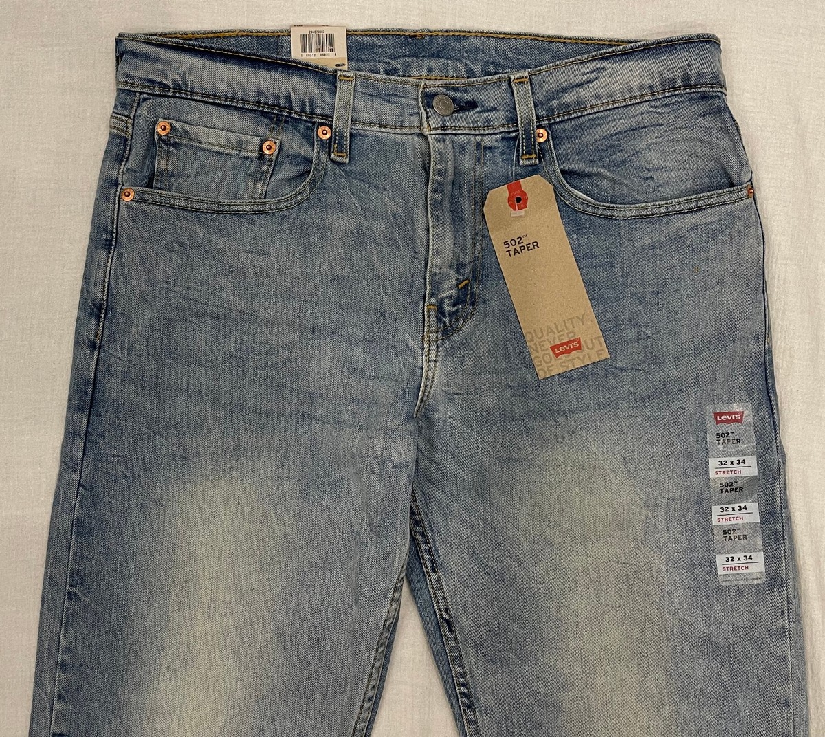 Levis 502 Regular Taper Mens Stretch Jeans 32X34 Light Blue #70002