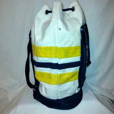 Tommy Hilfiger Beige-Yellow-Blue Canvas Backpack Extra Large RARE! Vintage 1990s Tommy Hilfiger Beige-Yellow-Blue Canvas XL Backpack RARE  main image 3