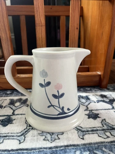 Vintage Pfaltzgraff "Windsong" Stoneware Creamer - Pink/Blue Flowers 1980's