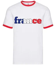 Country Word Flags France - Mens Ringer - French Football Team Fan Sport