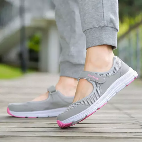 Women's Mary Jane Shoes Sport Lightweight Magic Tape Walking Non-slip Sneakers - Picture 11 of 43