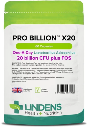 Lindens Probiotic Ultra 2-PACK 120 Capsules Acidophilus Huge 20 Billion Bacteria