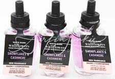 x3 Bath & Body Works Wallflower Plug In Bulb Refill Snowflakes & Cashmere Purple
