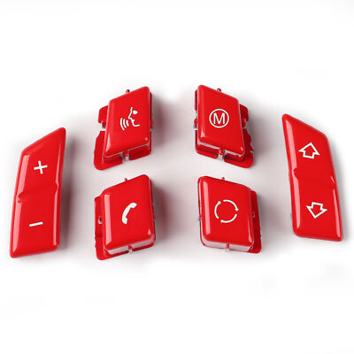 6PCS Red Steering Wheel Control Switch Button Cover Kit For BMW E90 E92 E81 E84