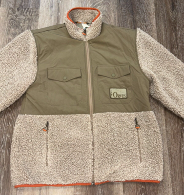 Orvis Camo Lined Sherpa Fleece Zip Jacket Mens M Medium R65 Olive