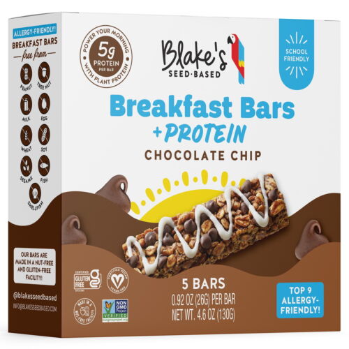 Breakfast Bars with Protein Chocolate Chip 5ct, Top 9 Allergen Free