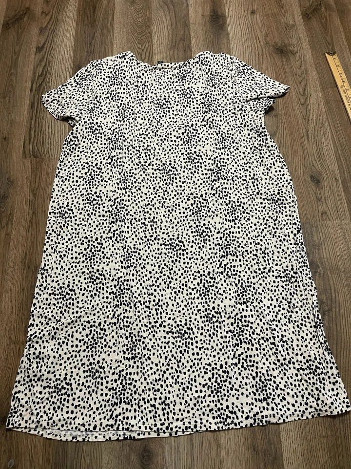 Vestido Express, Para Mujer Talla Grande, Negro Crema, Lunares, Vestido Camisa Foto 2 de 4