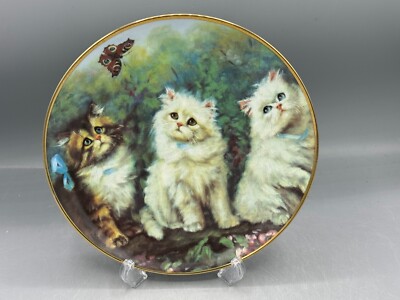 Limited Edition Franklin Mint Kitten Meadow Trio Cat Plate (760)