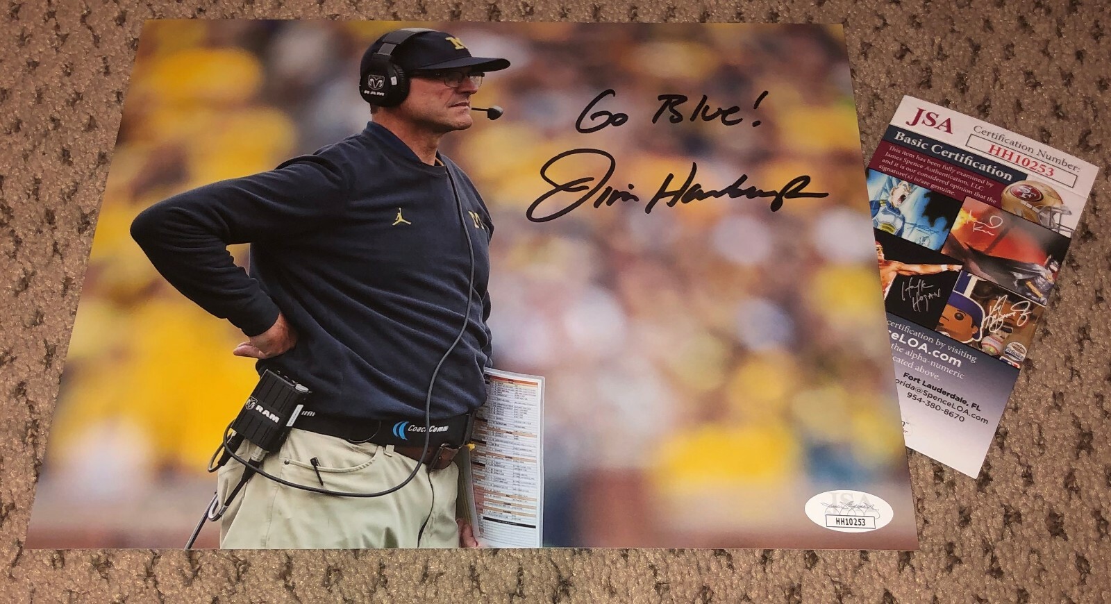 Jim Harbaugh Autographed Signed 8X10 Photo Michigan Football JSA Auth