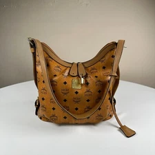 MCM VISETOS LEATHER SHOLDER BOSTON BAG BROWN