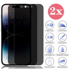 2PCS Protector de pantalla de vidrio templado privacidad ForiPhone 15 14 13 12