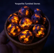 10pcs Yooperlite Tumbled Stones Flame Stone UV Reactive Firestone Home Decor