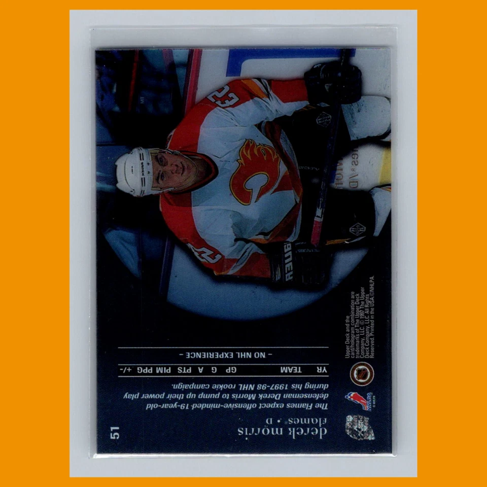 Derek Morris Rookie #51 1997 Upper Deck Ice Parallel Calgary Flames Hockey Card - Image 2 of 3
