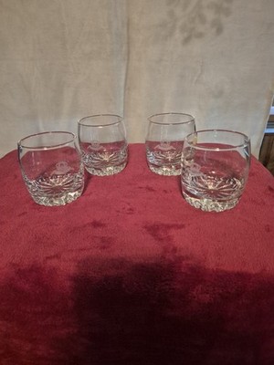 Vtg Crown Royal Logo Heavy Whiskey Low Ball Rocks Glasses Set of 4