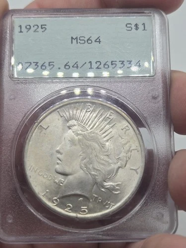 1925 Peace Silver Dollar PCGS MS64 Rattler Holder ☆ Low Serial Number ☆