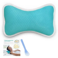 Soft Bath Pillow with Suction Cups, Supports Neck and Shoulders Home Spa Pillows