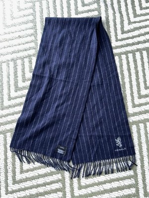 Pringle of Scotland scarf navy blue Angora & Lambswool blend Pinstripe