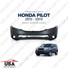 Primed Bumper Cover For 2012-2015 Honda Pilot W Fog Light Holes Front Ho1000285