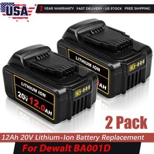 2-Pack 12.0Ah For DeWalt 20V Max XR Lithium-Ion Battery DCB206 DCB205 20 Volt