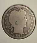 1899-(P)hiladelphia Barber Quarter Circulated VG 25C 90% Silver Look!