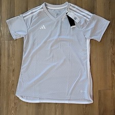 Adidas Tiro Jersey Woman&rsquo;s Size L Gray/White, V Neck, New With Tags Aeroready