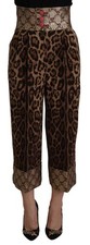 Dolce & Gabbana Brown Leopard Gold Jacquard High Waist Women's Pants