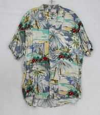 Vintage Jams World 30th Anniversary Mens Beach Sky Trees Hawaiian Shirt Sz L