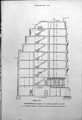 Alte No 10 Berkeley St W Abschnitt Treppe Detail Vorderhaus 1917