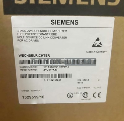 1PCS SIEMENS Main Drive 6SE7021-8TP60-Z Z=G91+K80 NEW