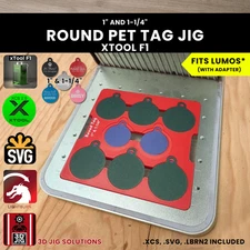 xTool F1 Round Pet Tag Jig | Laser Engraving Template for 2 Sizes