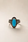 Vintage Sterling Silver Turquoise Ring Oval Blue Cabochon Southwestern Size 8