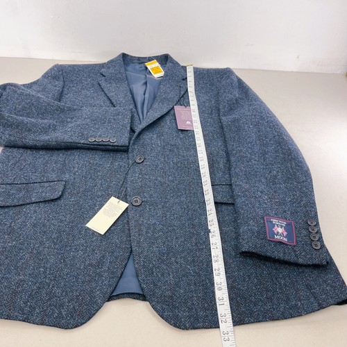 Chaqueta Blazer Marks And Spencer Abraham Moon Tweed Azul Lana Para Hombre Talla 48R Nueva con Etiquetas - Imagen 16 de 21