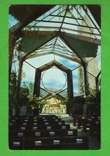 Vintage Postcard Wayfarers Chapel Glass Interior Lloyd Wright Portuguese Bend CA