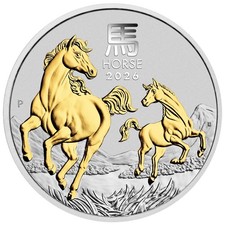 1oz Silver 2026 Australia Lunar Year of the Horse GILDED