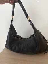 HOBO Metallic Black Leather Hobo Shoulder Bag