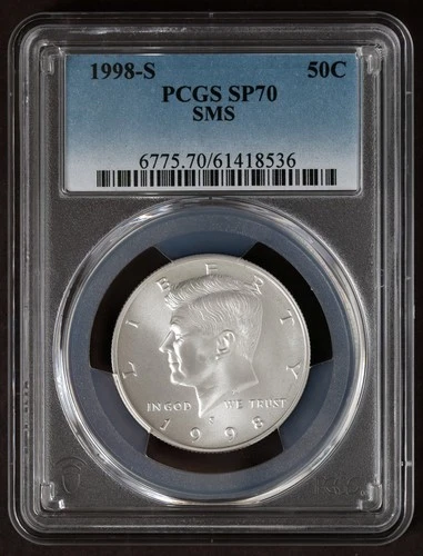 1998-S PCGS SP70 John F Kennedy JFK Silver Half Dollar 50C SP70 Matte SMS