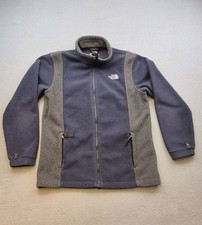 THE NORTH FACE Youth Blue Gray Fleece Full Zip Jacket Size Large Logo