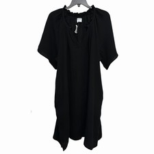 Old Navy Crinkle Gauze Mini Swing Dress Size XL Black Casual Summer Lightweight