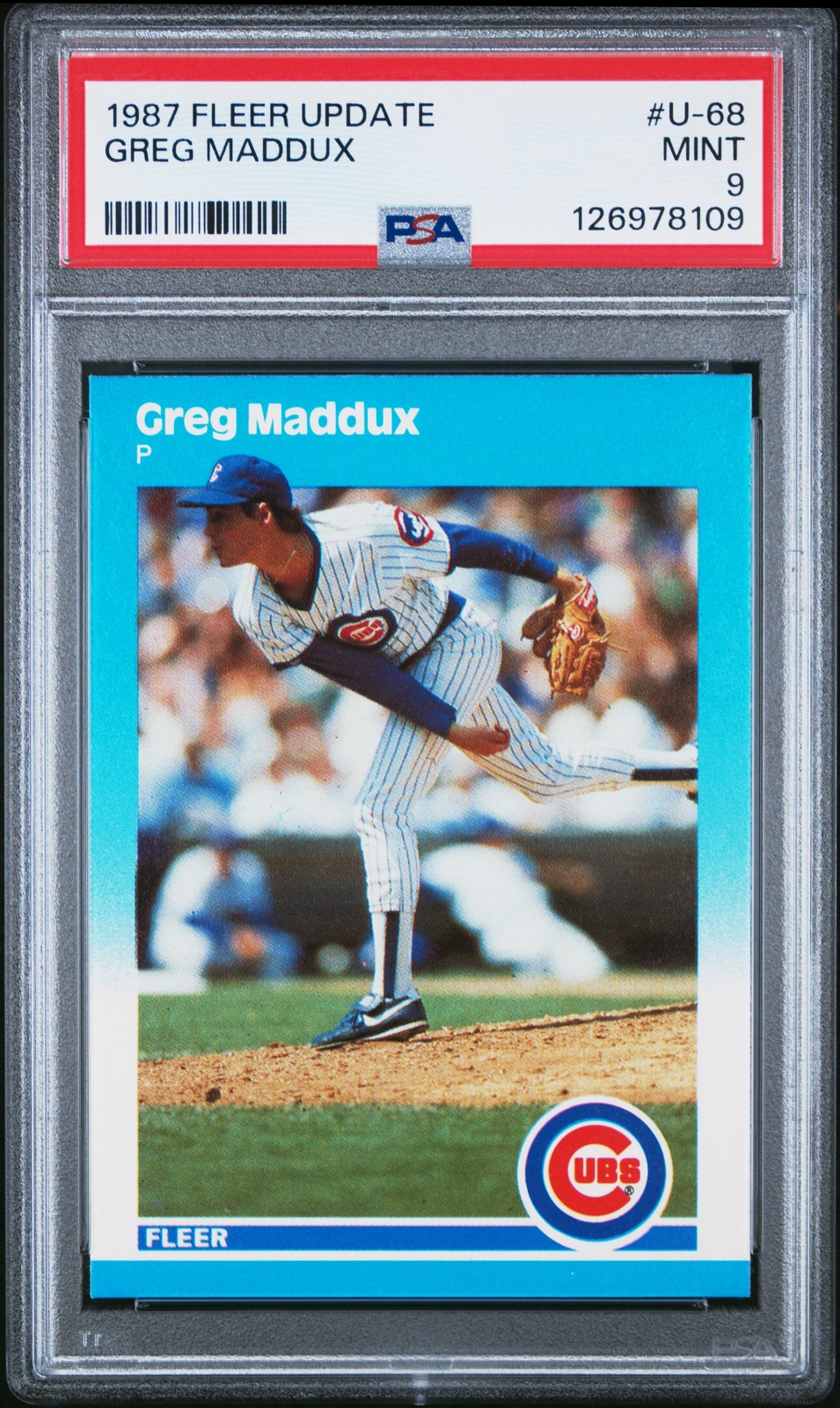1987 FLEER UPDATE #U-68 GREG MADDUX ROOKIE RC PSA 9
