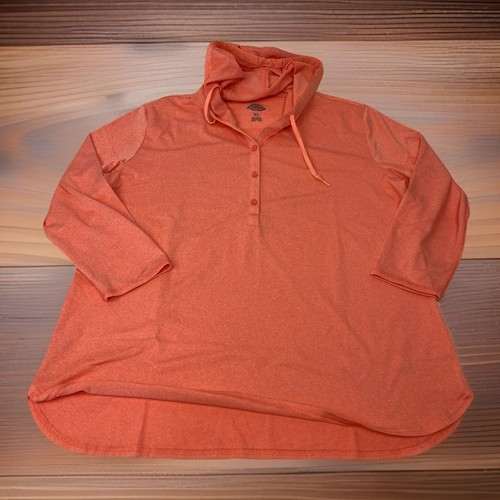 Dickies Men’s XL Extra Large Heather Orange Lightweight Henley Hoodie