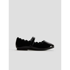 NWT Girls' Black Patent Mary Jane Flats with Scalloped Edge 9