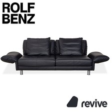 Rolf Benz 510 Leder Dreisitzer Dunkelblau manuelle Funktion Sofa Couch