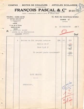 1952 INVOICE FRANCOIS PASCAL PARIS - LA MONTAGNE NOIRE MAZAMET